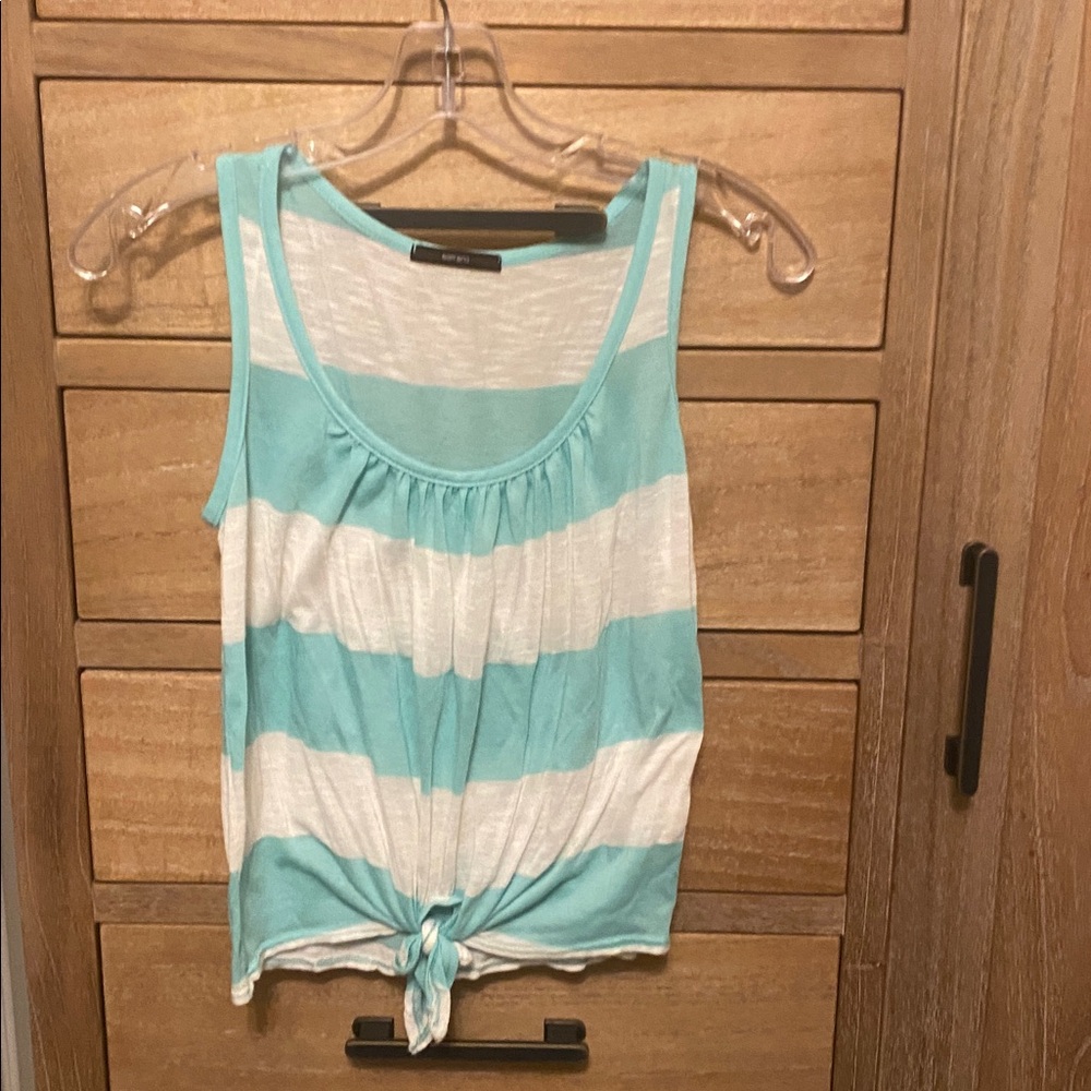 Nordstrom Soprano Teal and White Knit Top